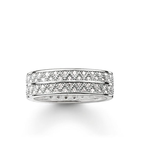 Thomas Sabo Women Band Ring White Zig zag size 54 (UK Size N1/2)