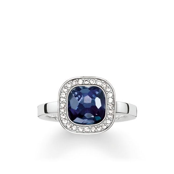 Solitaire dark blue cosmo ring Size 56 (UK Size O1/2)