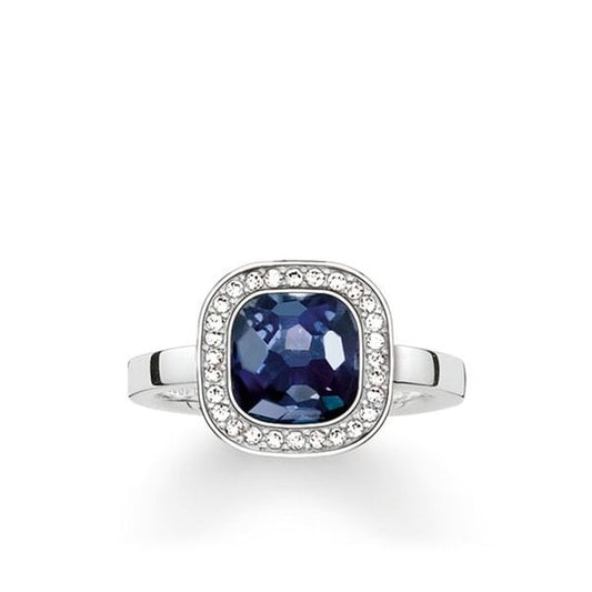 Solitaire dark blue cosmo ring Size 56 (UK Size O1/2)
