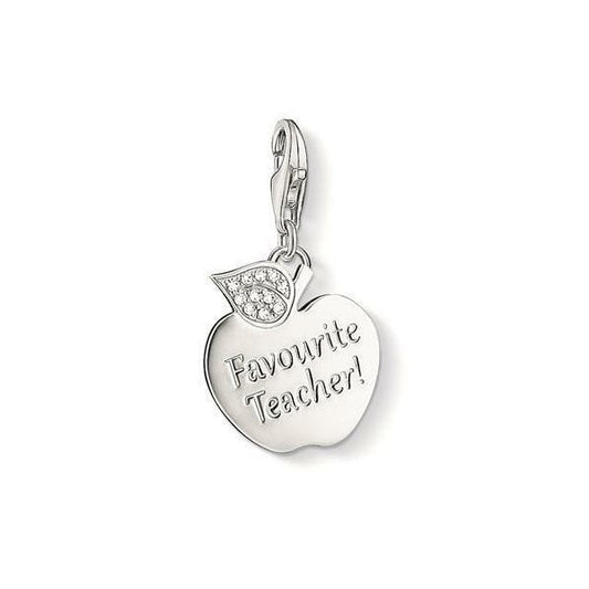 "Favourite Teacher" Charm with Sterling Silver and Cubic Zirconia
