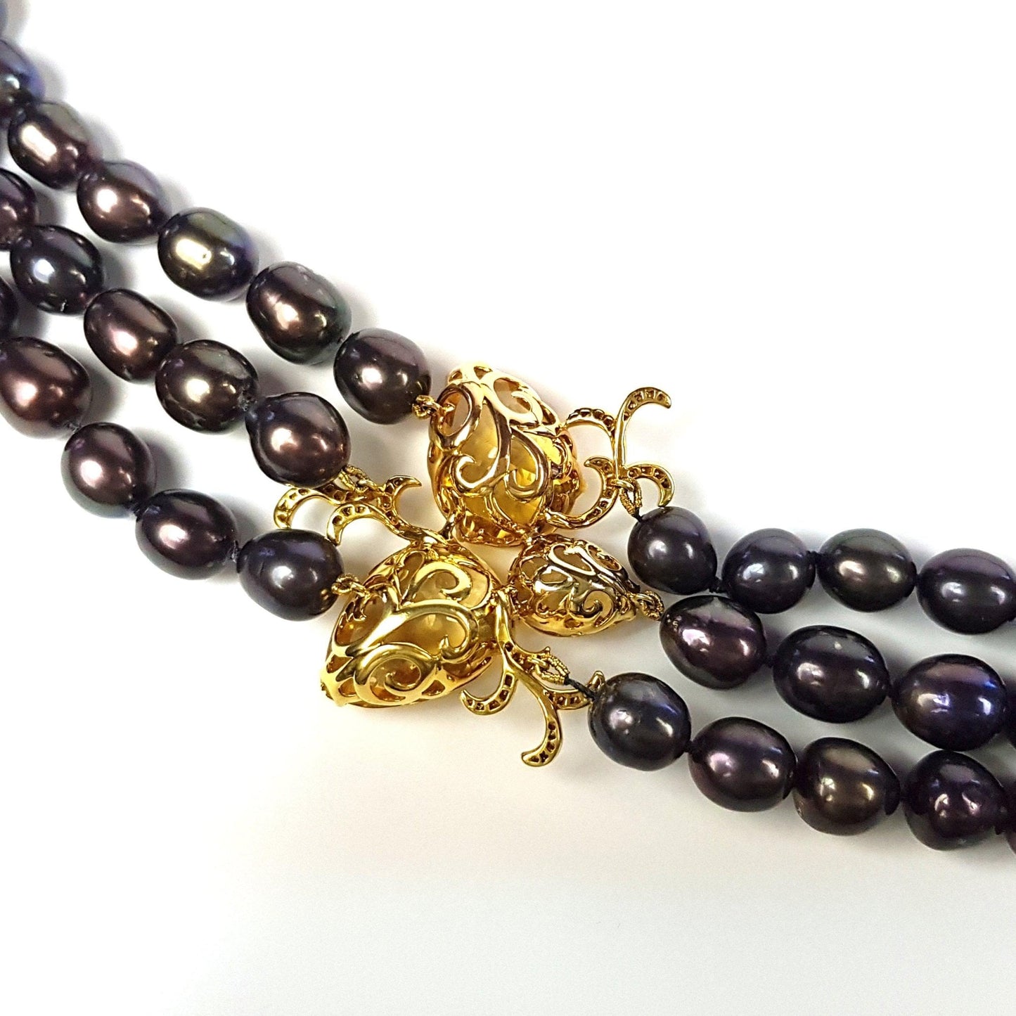 One-off Curl Unit Pave Necklace w/ Sea Pearls