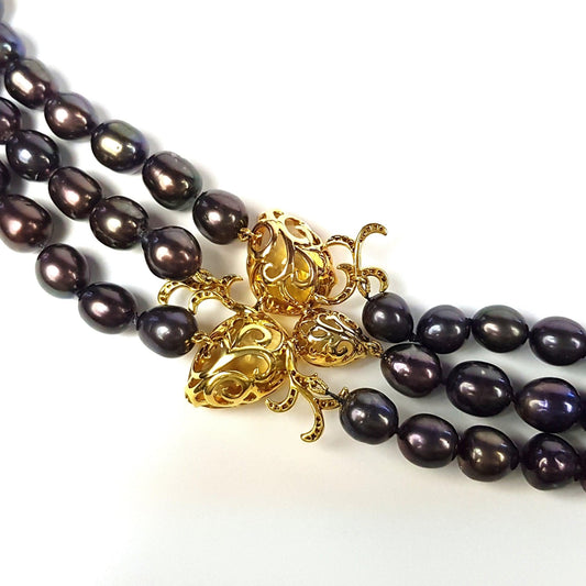 One-off Curl Unit Pave Necklace w/ Sea Pearls