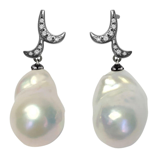 Curl Earrings with Baroque Pearl Drop