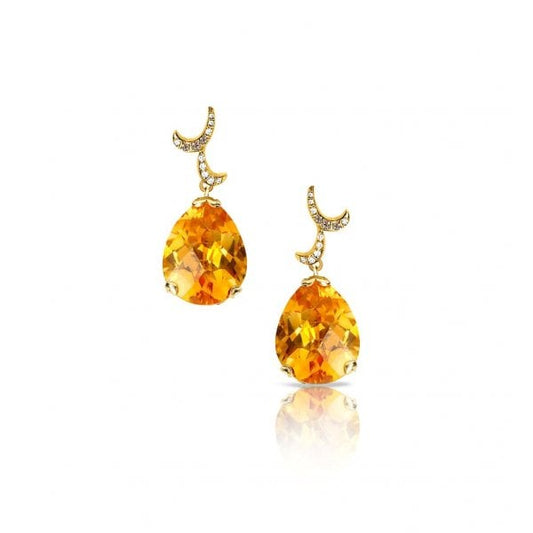 Curl Earrings with Small Pear Stone Drop