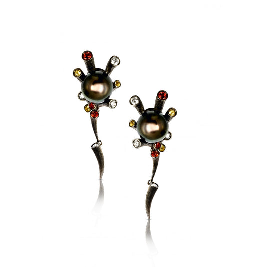 Large Tahitian Pearl Short Earrings