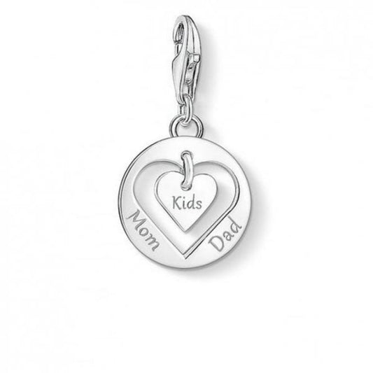 "Mom, Dad, Kids" Round Charm