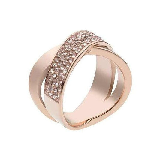 Rose Gold Cross Over Ring UK SIZE L