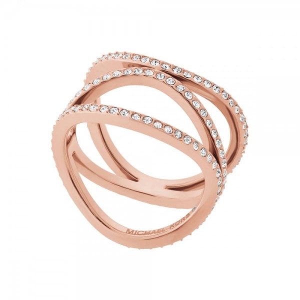 Ladies Rose Gold Wavy Strand Ring UK SIZE J