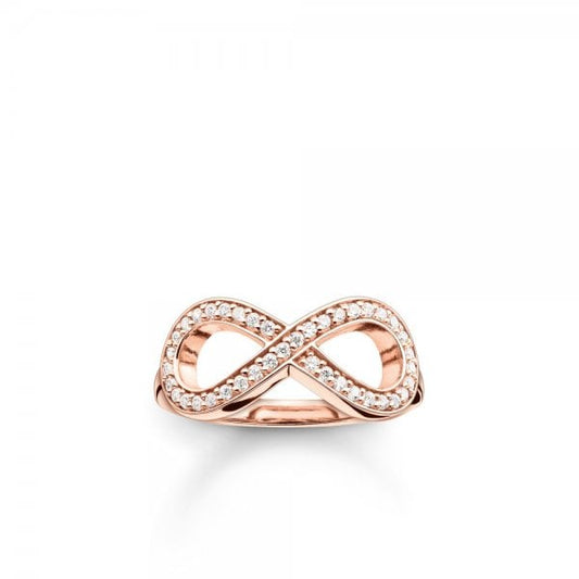 Ladies Diamond Rose Gold Infinity Ring UK SIZE O 1/2
