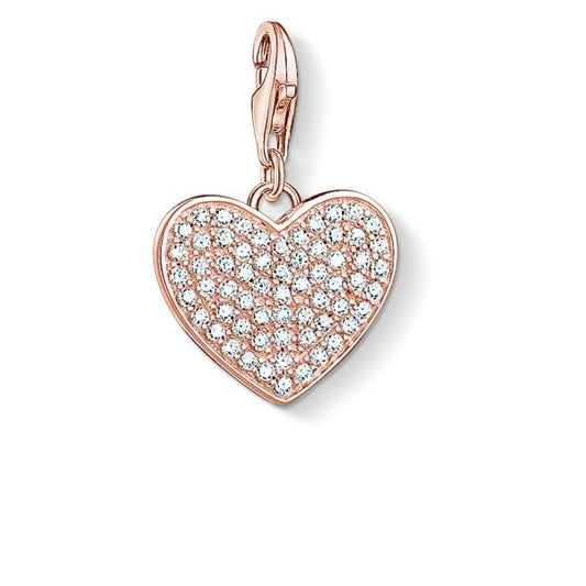Rose Gold Charm Pendant Heart Pavé