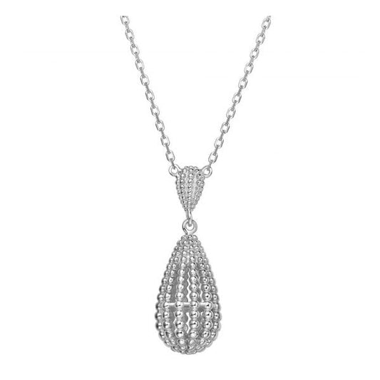 Bella White Rodium Plated Drop Pendant