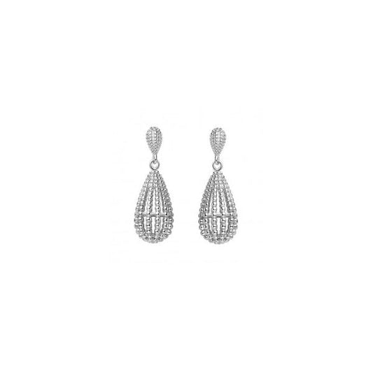 Bella White Rhodium Plated Drop Earrings