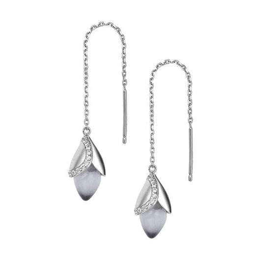 Magnolia Rhodium Plated Drop Earrings