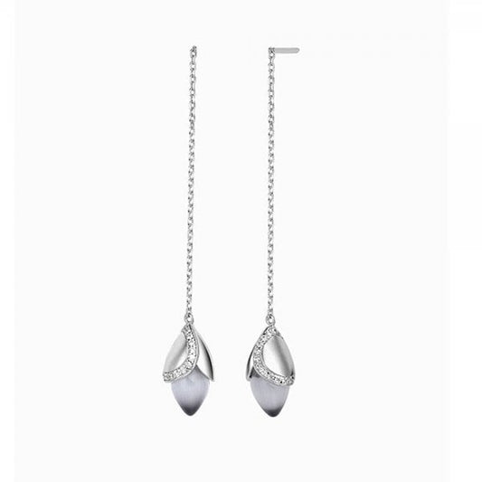 Magnolia Rhodium Plated Drop Earrings