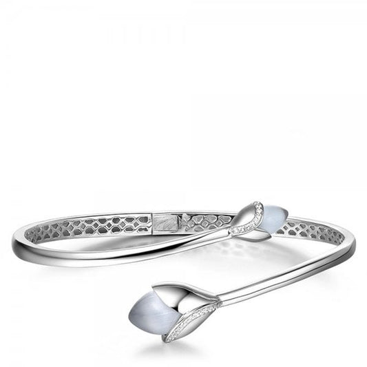Magnolia Rhodium Plated Bangle Bracelet