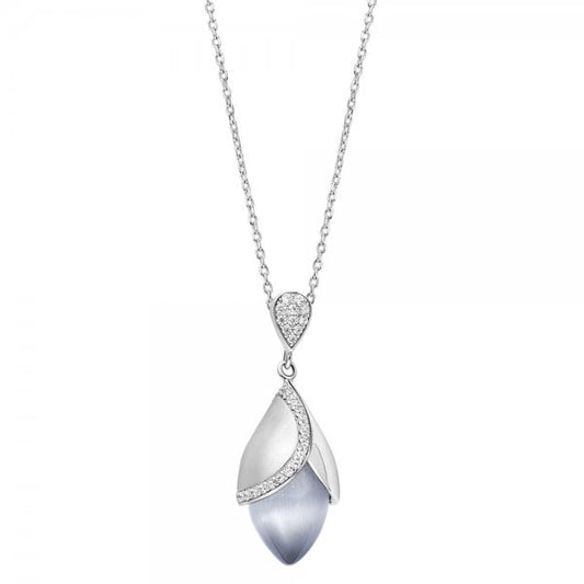 Magnolia Rhodium Plated Large Pendant Necklace