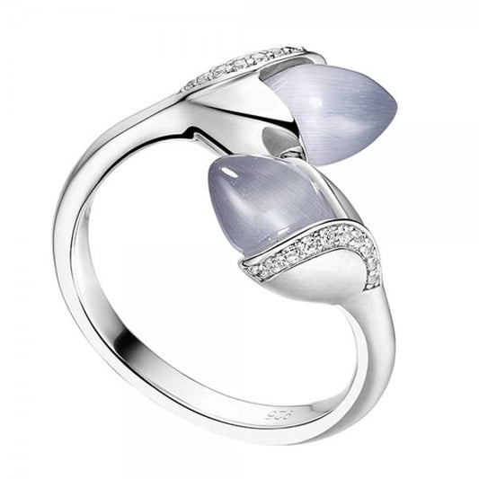 Magnolia Rhodium Plated Open Satin Ring SIZE LARGE