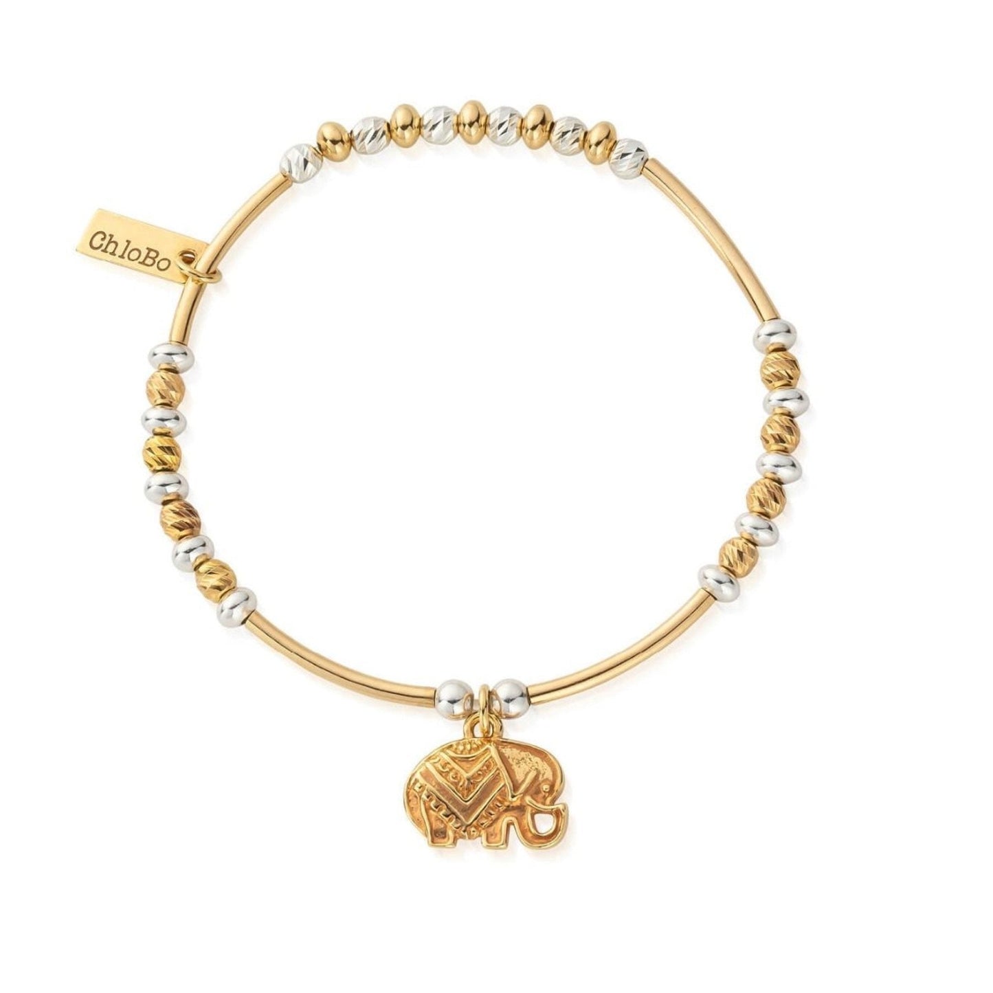 Gold And Silver Decorated Elephant Bracelet