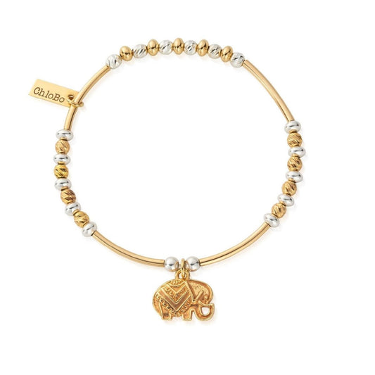 Gold And Silver Decorated Elephant Bracelet