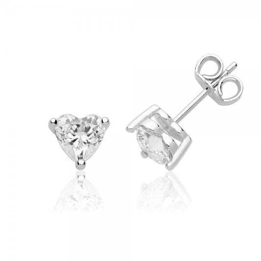Single Stone 6mm Heart Cut Claw Set Earrings