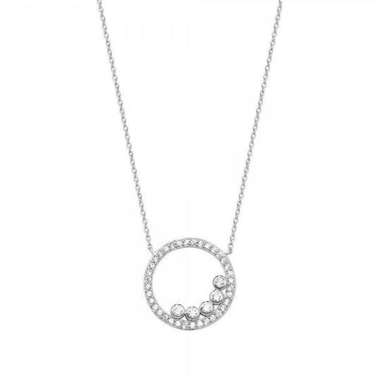 Cubic Zirconia Bubbles Round Halo Pendant