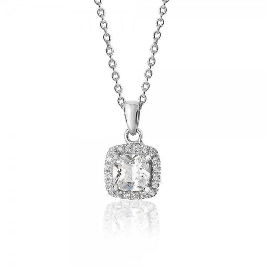 Cushion Halo Style Cubic Zirconia Chain Pendant