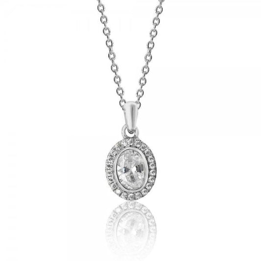 Halo Style Cubic Zirconia Chain Pendant