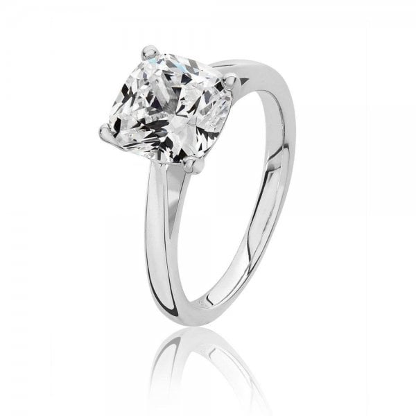 Silver 8mm Cushion Cubic Zirconia Ring 8mm