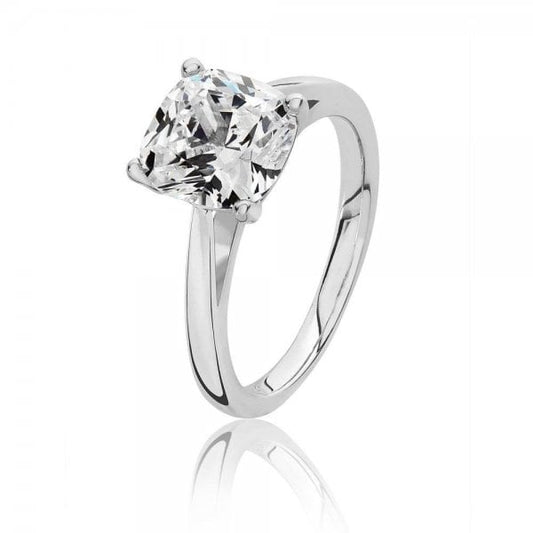 Silver 8mm Cushion Cubic Zirconia Ring 8mm