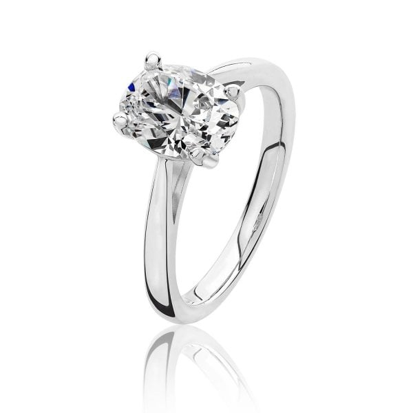 Silver 4 Claw Set Ring