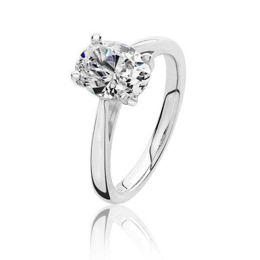 Silver 4 Claw Set Ring