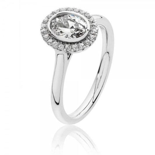 Oval Shape Halo Style Cubic Zirconia Ring SIZE M