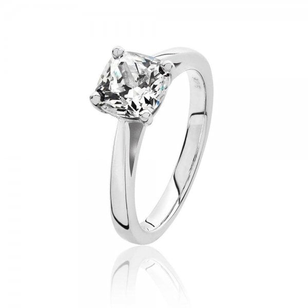 4 Claw Set Cushion Cubic Zirconia Ring