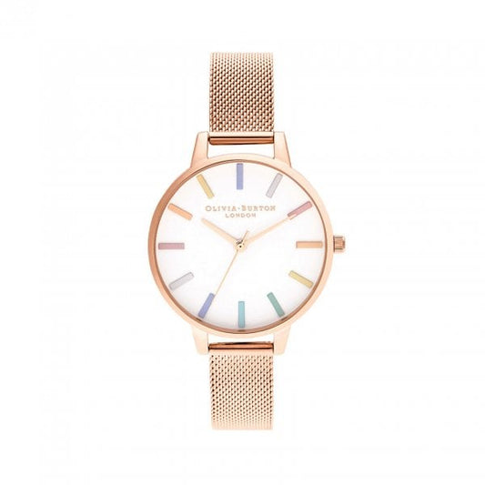 RAINBOW ROSE GOLD MESH WATCH
