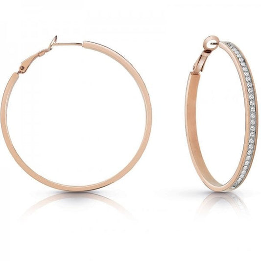 Rose gold plated 50mm front crystal pave hoop