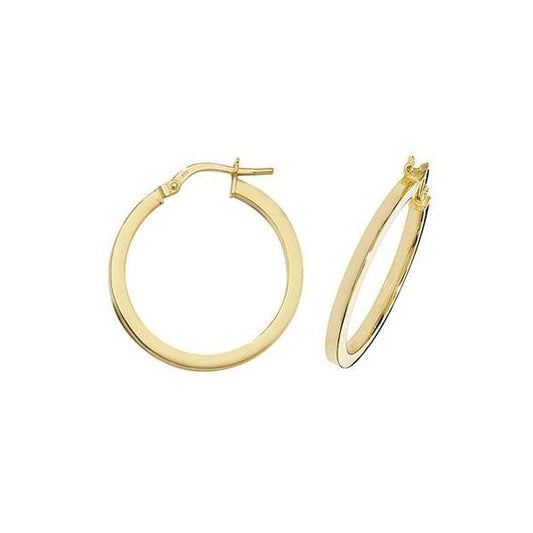 9ct Yellow Gold 20mm Hoop Earrings