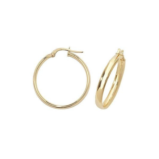 9ct Yellow Gold 25mm Hoop Earrings