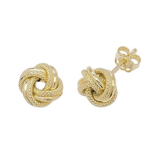 9ct Yellow Gold Double Knot Stud Earrings