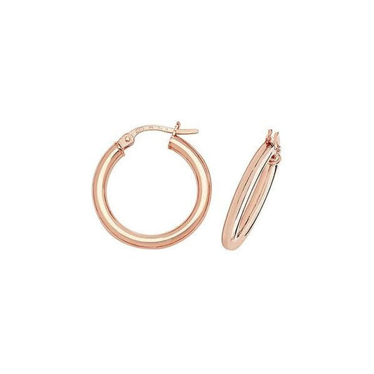 9ct Rose Gold 15mm Hoop Earrings