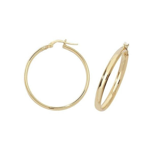 9ct Yellow Gold 25mm Hoop Earrings