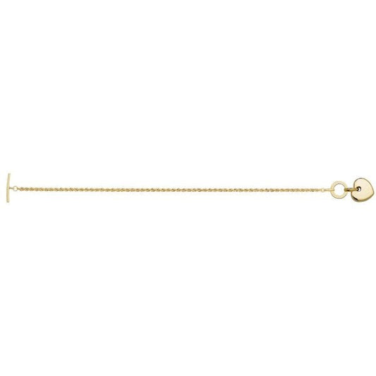 9ct Yellow Gold Ladies' 7' T-Bar Bracelet