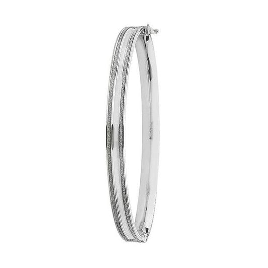 9CT WHITE GOLD LADIES' HINGED BANGLE