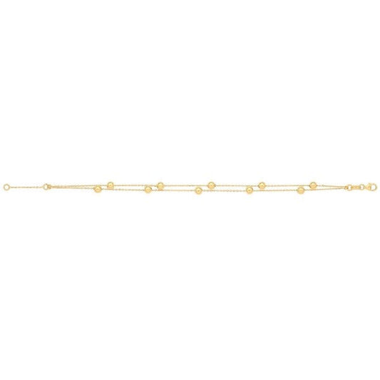 9ct Yellow Gold 7.2" 2 Stranded Bracelet