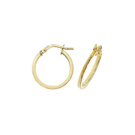 9ct Yellow Gold 15mm Hoop Earrings