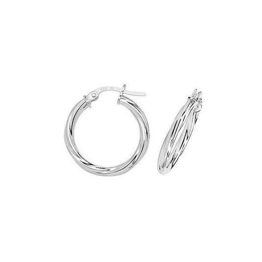 9ct WG 15mm Hoop Earrings