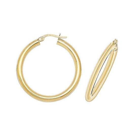 9ct Yellow Gold 25mm Hoop Earrings