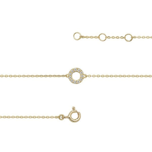 9ct Open Circle Bracelet 7.25"