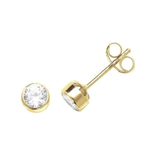 9ct Yellow Gold Round CZ Stud Earrings