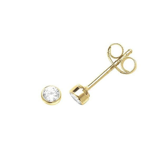 9ct Gold Rnd CZ Stud Earrings