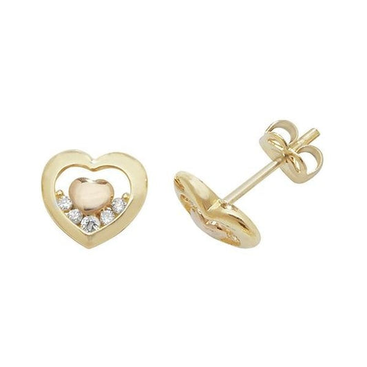 9ct Yellow Gold/Rose Gold CZ Studs